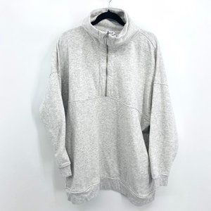 OLD NAVY Mens Light Gray 1/4 Zip Fleece Lined High Neck Pullover Sweater Size XL